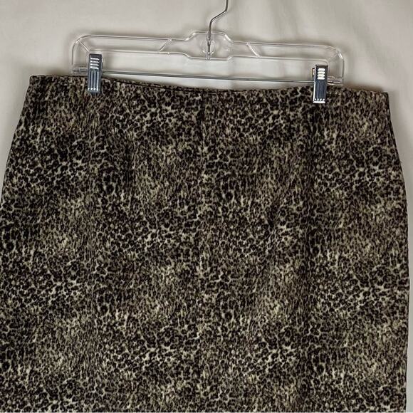 Talbots  Brown Tan Animal Print 100% Cotton Velvet Party Event Skirt NWT Size 16 - Picture 5 of 13